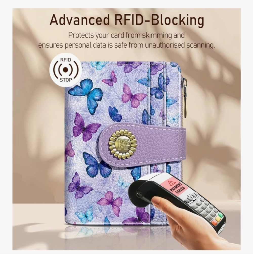Purple Butterfly RFID-Blocking Wallet